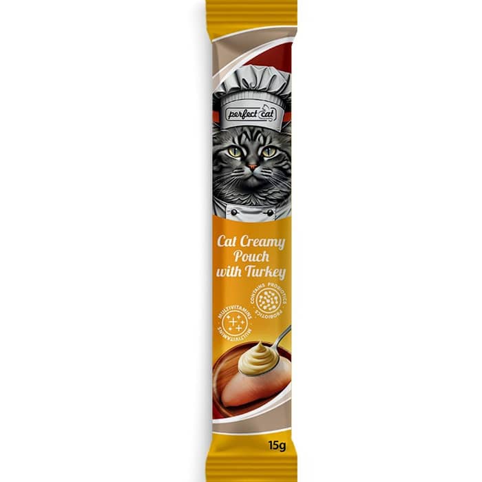 Perfect Cat Creamy Pauch kaķu gardums krēms kaķiem ar tītaru 15 g N30